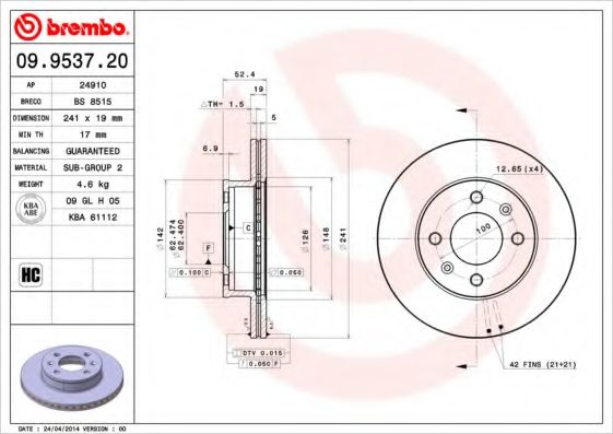 Гальмівний диск BLUEPRINT арт. 09953720