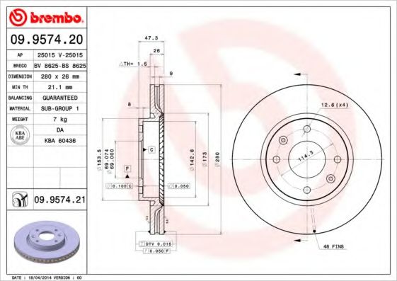 Гальмівний диск BOSCH арт. 09957421