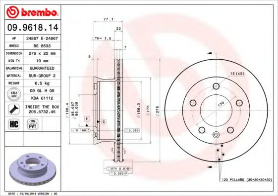 Гальмівний диск TOKO CARS арт. 09961814