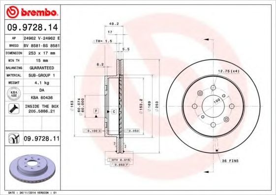 Гальмівний диск BLUEPRINT арт. 09972811