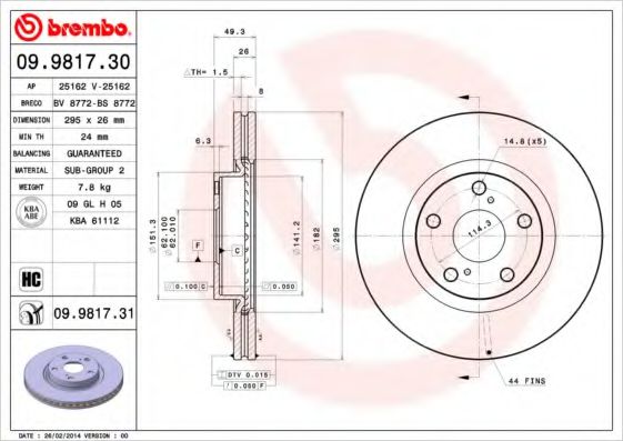 Гальмівний диск BLUEPRINT арт. 09981731