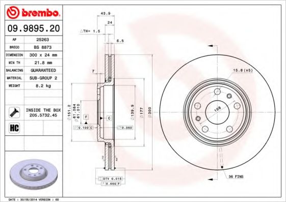 Гальмівний диск BOSCH арт. 09989520