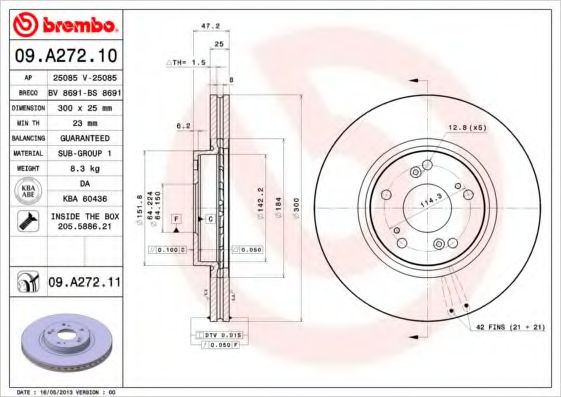 Гальмівний диск пер. Accord (04-08) ZIMMERMANN арт. 09A27211