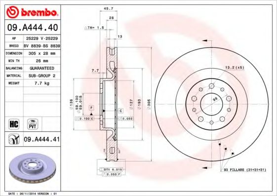 Гальмівний диск COMLINE арт. 09A44440