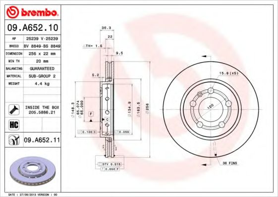 Гальмівний диск TEXTAR арт. 09A65211