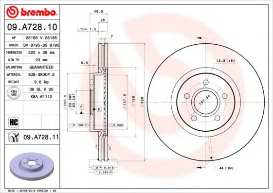 Гальмівний диск BOSCH арт. 09A72811