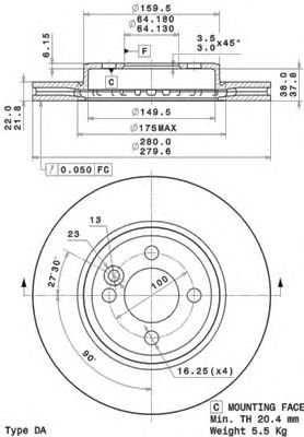 Гальмівний диск BLUEPRINT арт. 09A76111