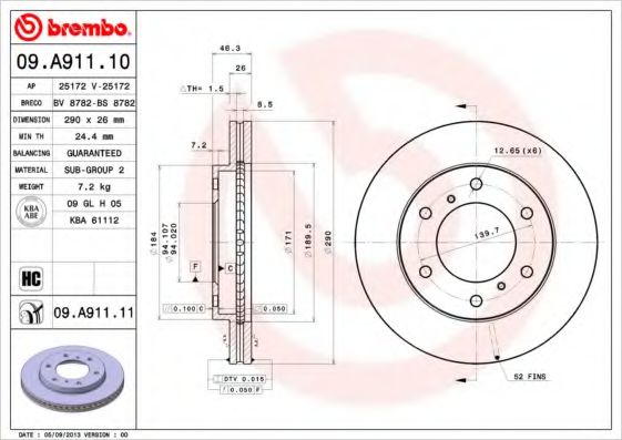 Гальмівний диск BLUEPRINT арт. 09A91111