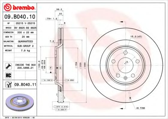 Гальмівний диск зад. Audi Q5 08-17 FEBIBILSTEIN арт. 09B04011