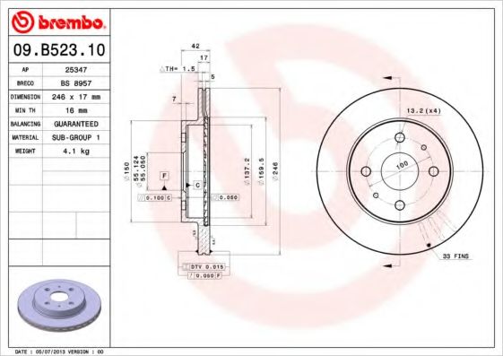 Гальмівний диск BOSCH арт. 09B52310