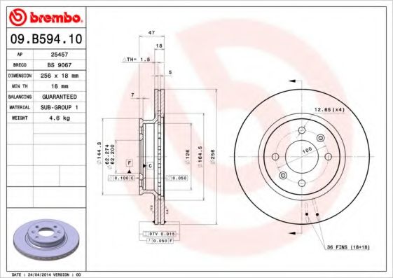 Гальмівний диск BLUEPRINT арт. 09B59410