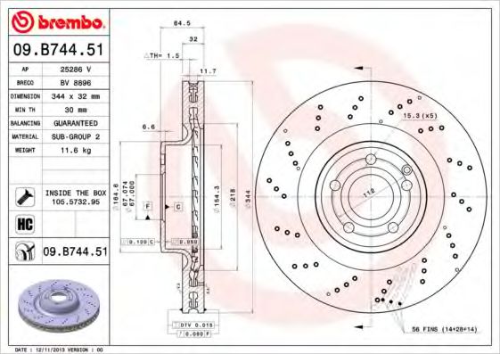 Гальмівний диск BOSCH арт. 09B74451