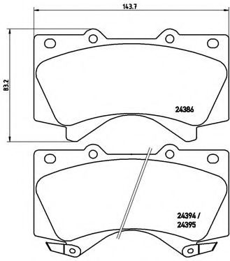 Колодка гальм. диск. TOYOTA LAND CRUISER 200 4.5D/4.7/5.7 08 - передн. (вир-во BREMBO) BLUEPRINT арт. P83107