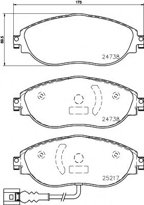 Гальмівні колодки пер. VW Passat 10-/Skoda Octavia 12- (TRW) з датчиком TEXTAR арт. P85144