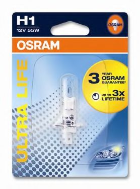 64150ULT-BLI OSRAM Лампа H1 12V 55W 12VP14,5S ULTRA LIFE TEMPEST арт. 64150ULT01B