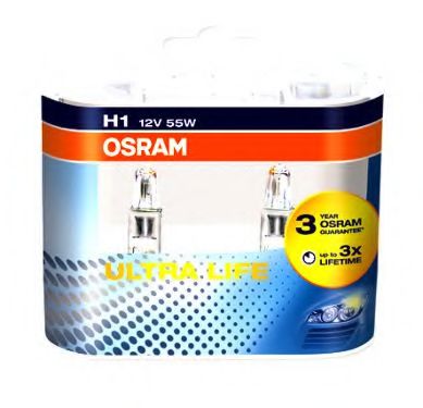 64150ULT-HCB-DUO OSRAM Лампа H1 12V 55W P14,5S ULTRA LIFE TEMPEST арт. 64150ULTHCB