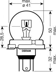 Лампа розжарювання R2 12V 100/90W P45t SUPER BRIGHT (вир-во OSRAM) TEMPEST арт. 64204SB