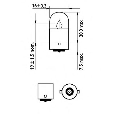 Фото №2 - PHILIPS 12821CP Лампа розжарення R5W12V 5W BA15s