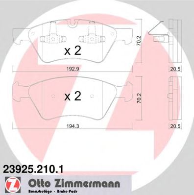 Колодки гальмівні дискові BREMBO арт. 239252101