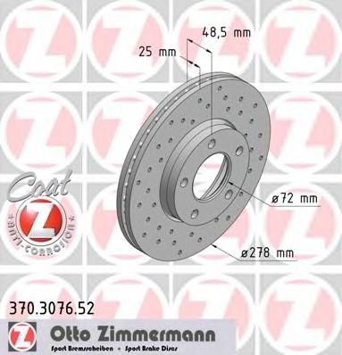 Диск гальмівний ZIMMERMANN арт. 370307652