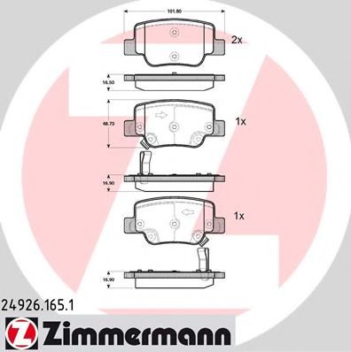 Гальмiвнi колодки дисковi заднi BREMBO арт. 249261651