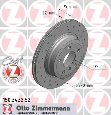 Диск гальмівний ZIMMERMANN арт. 150343252