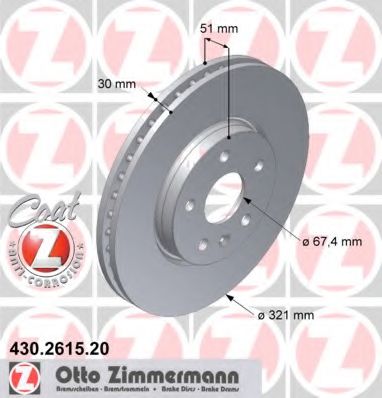 Гальмiвнi диски переднi ZIMMERMANN арт. 430261520