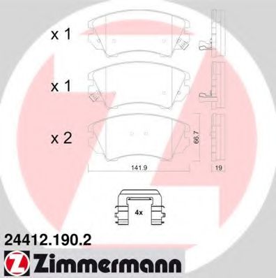 Гальмiвнi колодки дисковi переднi BREMBO арт. 244121902