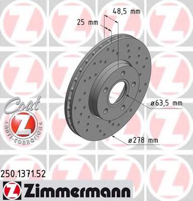 Диск гальмівний ZIMMERMANN арт. 250137152