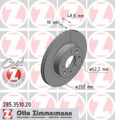Фото - Гальмiвнi диски ZIMMERMANN - 285351020