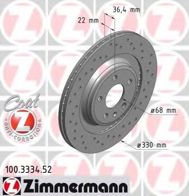 Гальмiвнi диски заднi BREMBO арт. 100333452