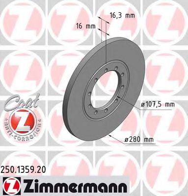 Гальмiвнi диски заднi ZIMMERMANN арт. 250135920