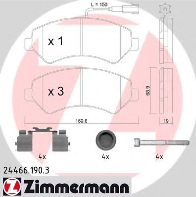 Комплект гальмівних колодок ZIMMERMANN арт. 244661903