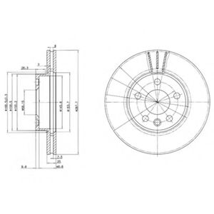 DELPHI VW диск гальмівний передній Sharan,Ford Galaxy,Seat Alhambra COMLINE арт. BG3025