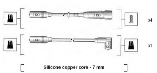 MAGNETI MARELLI комплект високовольтних проводів AUDI 80 1.6(DT/DTA/JV)84-91 [941055040529] BERU арт. 941055040529