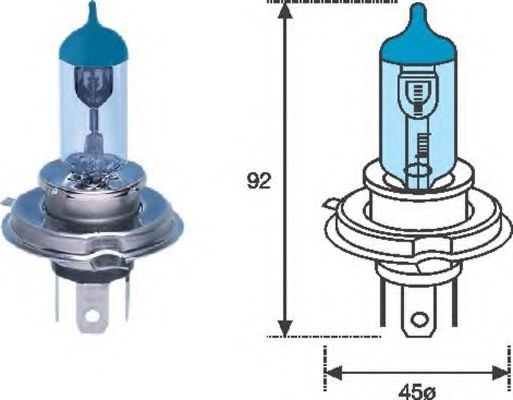 Автолампа H4 12V 60/55W P43t Blue Light BOSCH арт. 002602100000