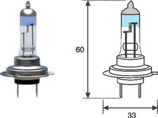 Лампа розжарювання H7 12V 55W PX26d XENON LIGHT (+50%) (вир-во Magneti Marelli) PHILIPS арт. 002586100000